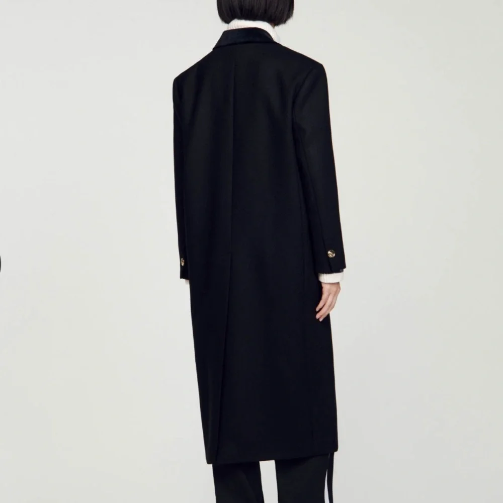 SANDRO Offy Double Breasted Long Coat - Picture 4 of 14